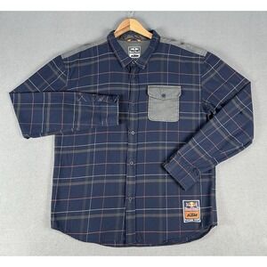 Redbull KTM Shirt Mens 2XL Blue Plaid Factory Racing Motocross Mechanic Garage